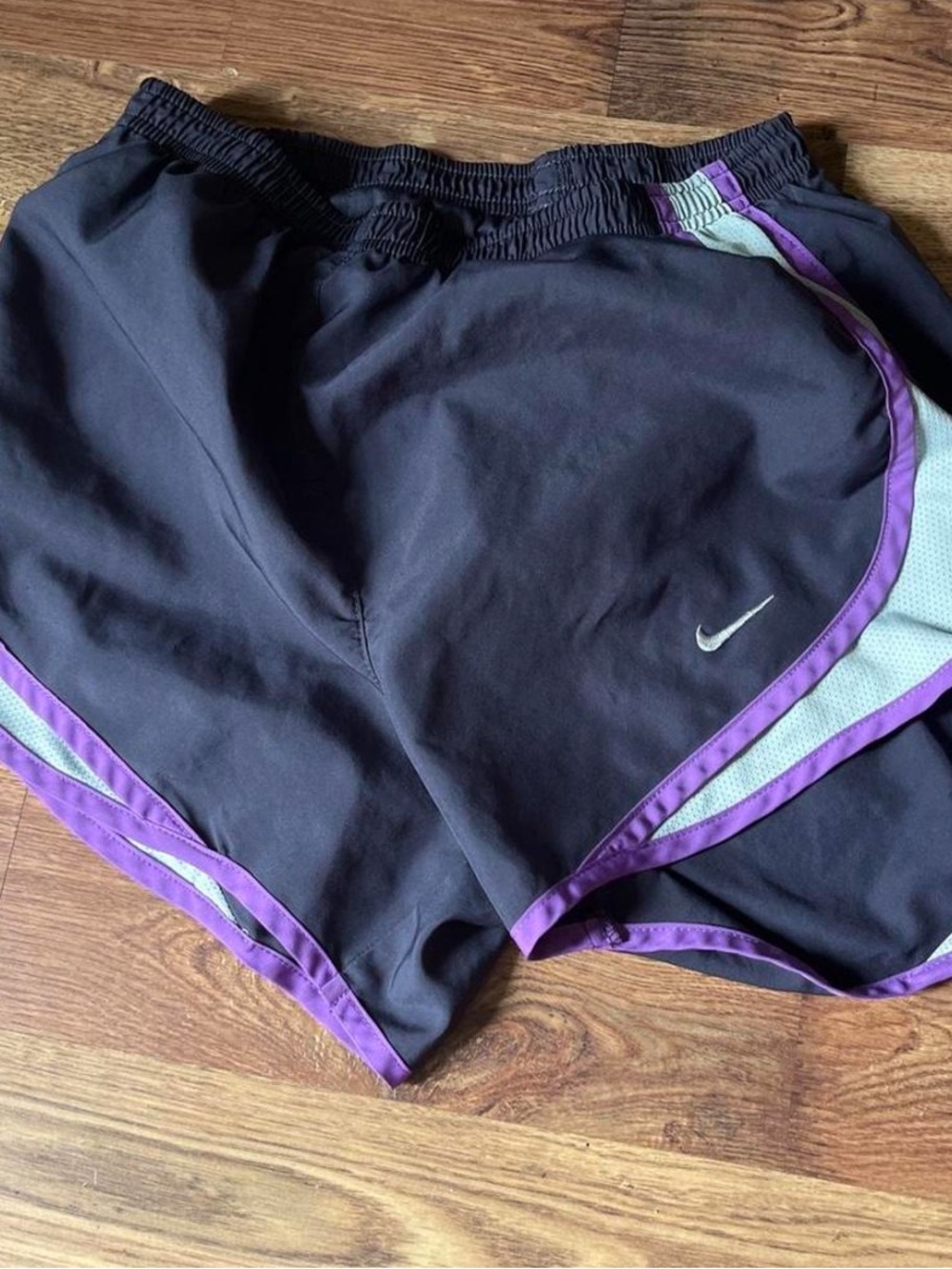 Nike Women’s Black Athletic Shorts with Purple Trim